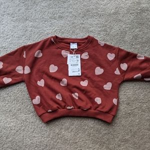 NWT Zara Heart Print Sweatshirt Toddler (2-3YR)
